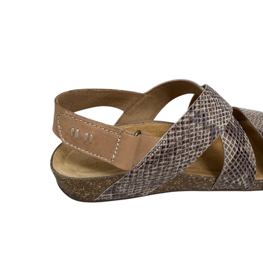 Clarks Perri Dunes Leather Snake Print Slingback Straps Women's Sandals size 7.5 - Picture 5 of 8